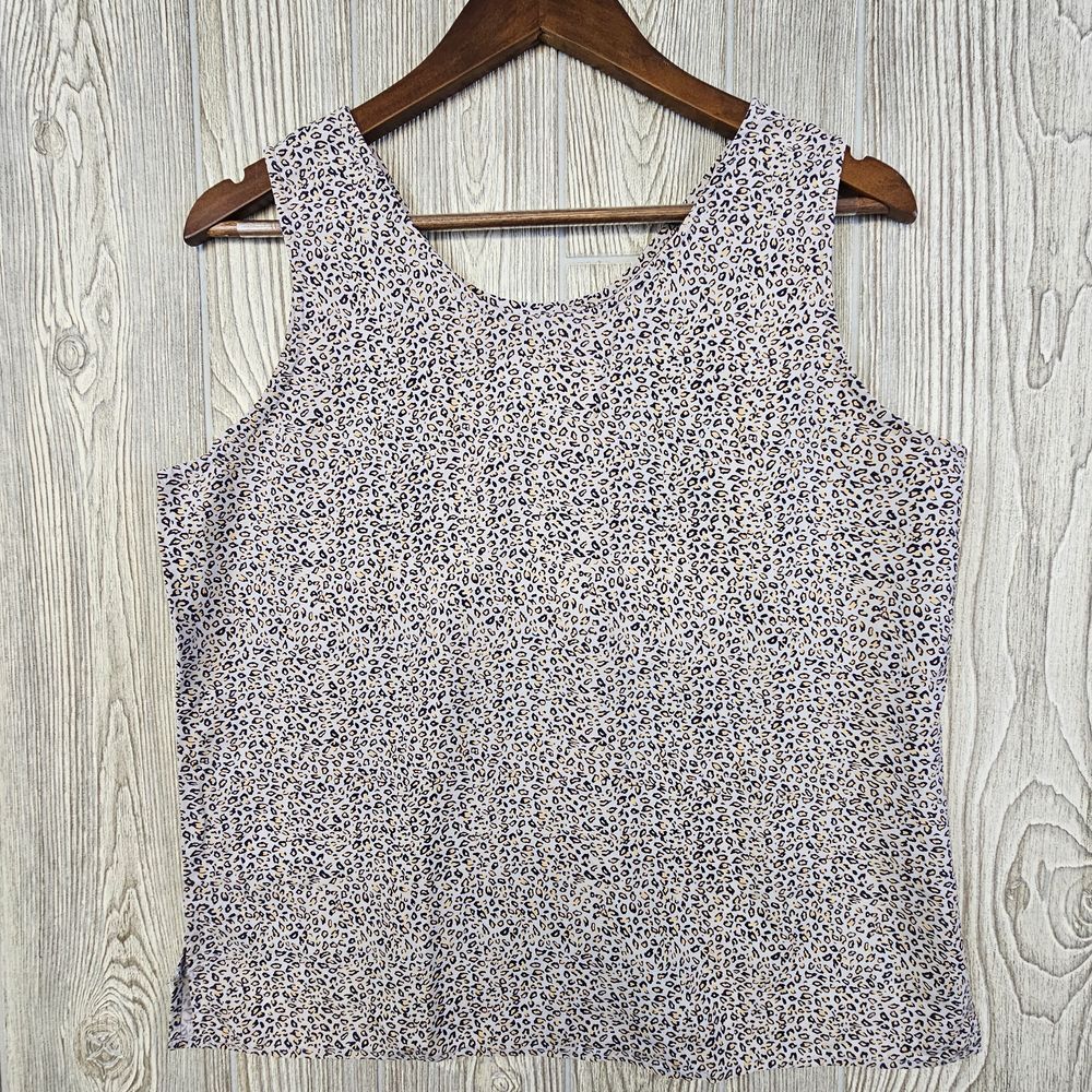 Silk Exchange Leopard Print 100% Silk Tank Top Blouse‎ Women's Large Lightweight